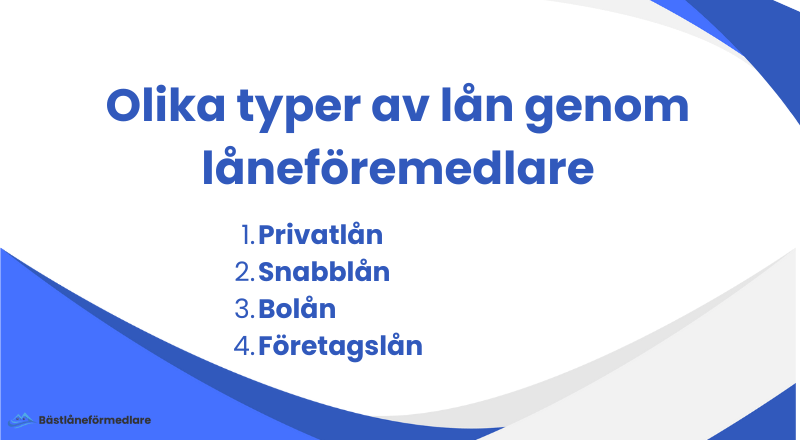 Vilka typer av lån erbjuder låneförmedlare?